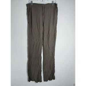 Zara Women's Suit Trousers Sz M Green Tapered Dress Pants Crumpled fabric